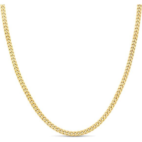 18k 3mm Cuban Link Chain for Men Tarnish Free Gold Necklace
